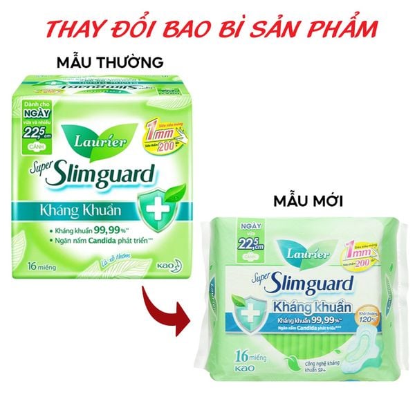  Băng Vệ Sinh Laurier Siêu Mỏng Kháng Khuẩn Super Slimguard 22.5cm - 16 Miếng (Che tên sản phẩm khi giao hàng) 