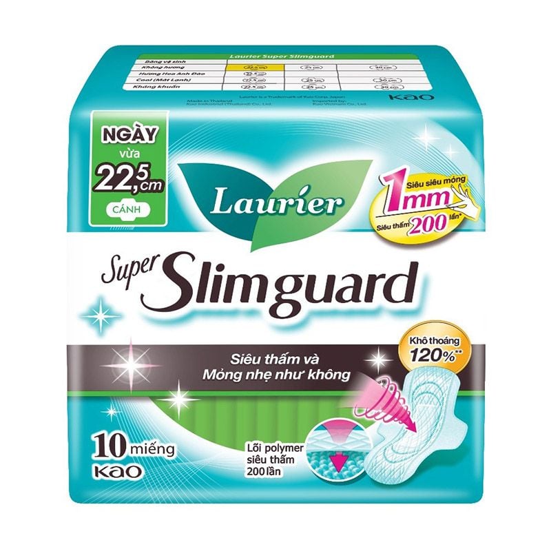 Băng Vệ Sinh Laurier Siêu Mỏng Bảo Vệ Super Slimguard 22,5cm - 10 Miếng (Che tên sản phẩm khi giao hàng)