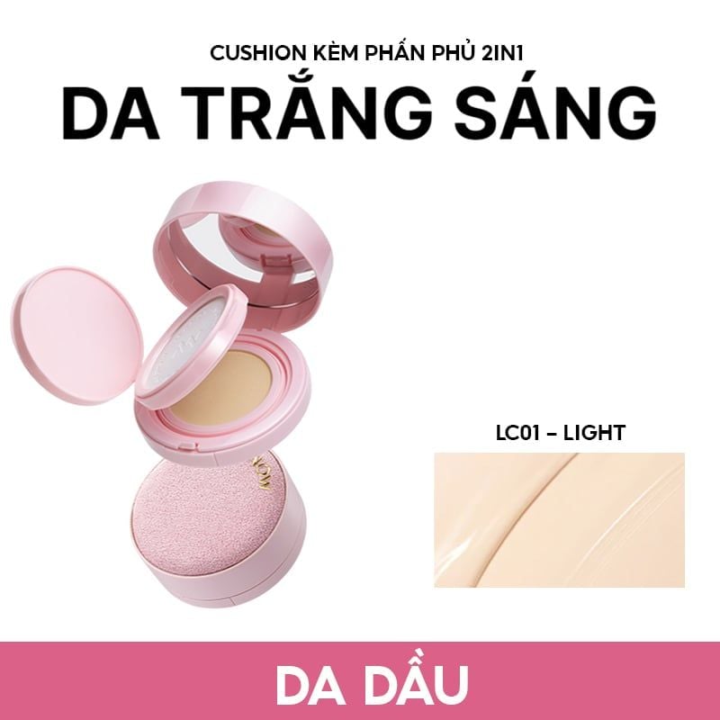 Phấn Nước Kèm Phấn Phủ 2in1 MENOW Kiềm Dầu, Dưỡng Ẩm Light Makeup Powder Cushion Powder Cream 17g
