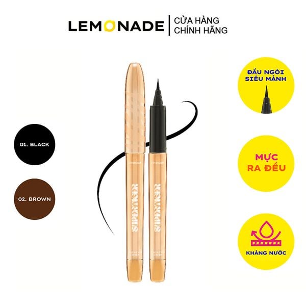  Bút Kẻ Mắt Nước Lemonade Siêu Mảnh, Sắc Nét, Chống Trôi Hiệu Quả Supertiger Tigereyes Liner 1g 