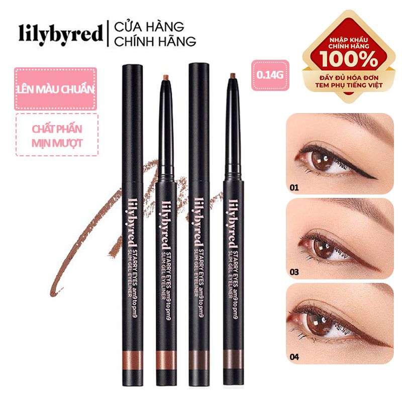 Chì Kẻ Mắt Siêu Mảnh, Lâu Trôi Lilybyred Starry Eyes am9 to pm9 Slim Gel Eyeliner