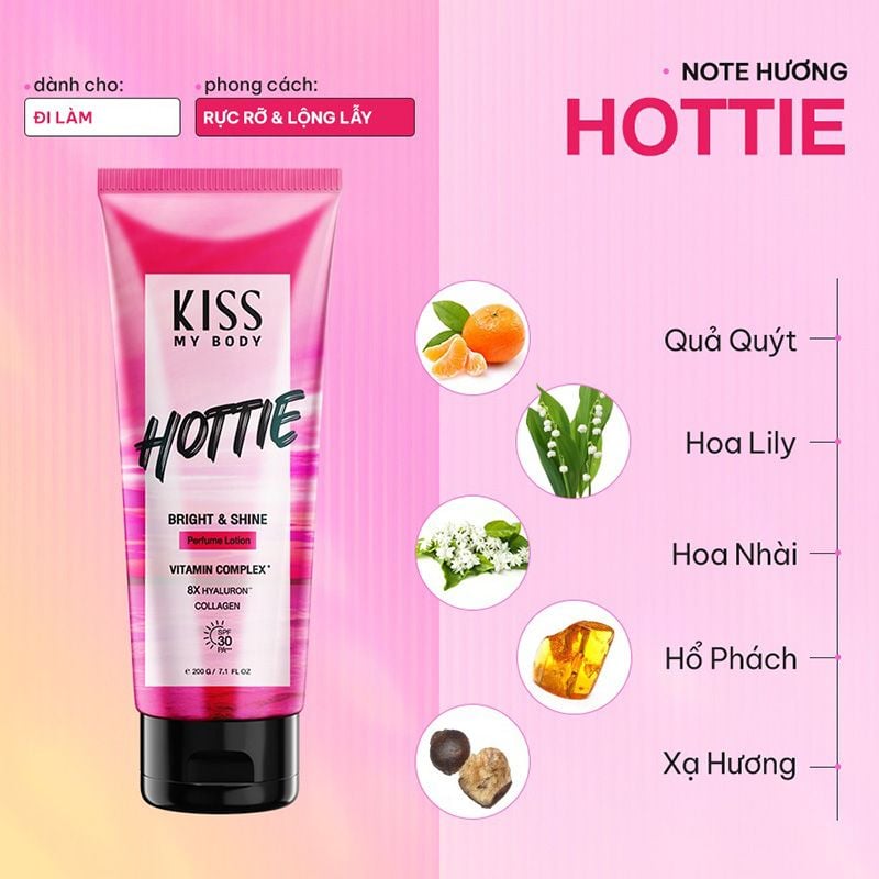 Kem Dưỡng Thể Chống Nắng Kiss My Body Hương Nước Hoa Bright & Shine Perfume Lotion SPF30 PA+++ 200g