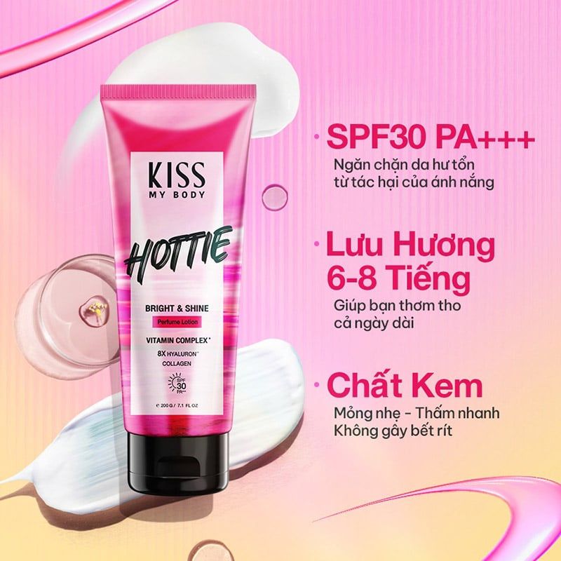 Kem Dưỡng Thể Chống Nắng, Hương Nước Hoa Kiss My Body Bright & Shine Perfume Lotion SPF30 PA+++ 200g