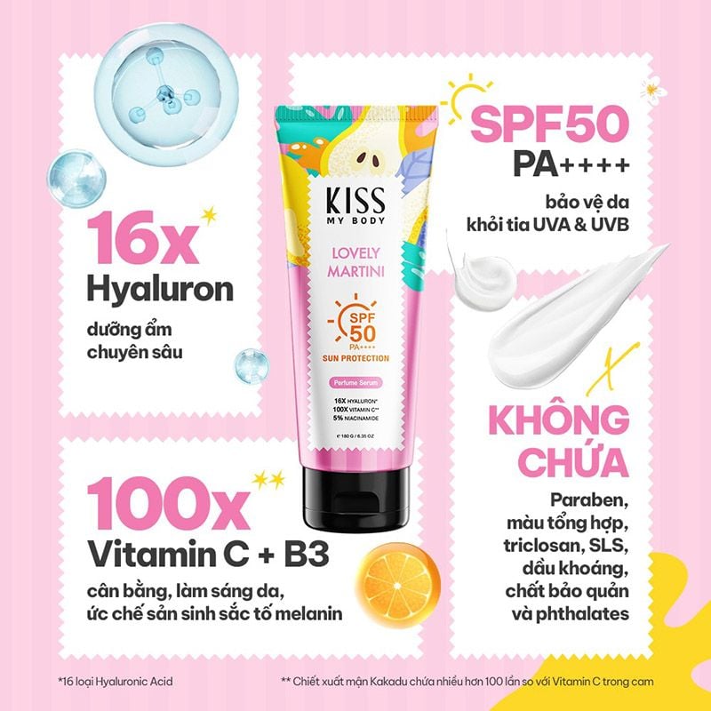 Serum Dưỡng Thể Kiss My Body Chống Nắng Hương Nước Hoa Sun Protection Perfume Serum SPF50 PA++++