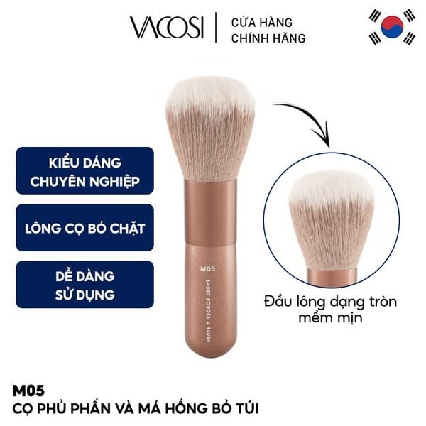  Cọ Phủ Phấn Và Má Hồng Bỏ Túi Vacosi Short Powder & Blush Brush - M05 