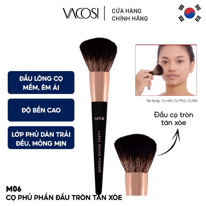 Cọ Phủ Phấn Đầu Tròn Tán Xòe Vacosi Powder Pro Brush - M06