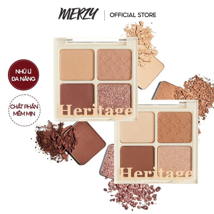 Bảng Phấn Mắt 4 Ô Xinh Lung Linh Merzy The Heritage Shadow Palette - SP2 WARM CAMELIA 8g