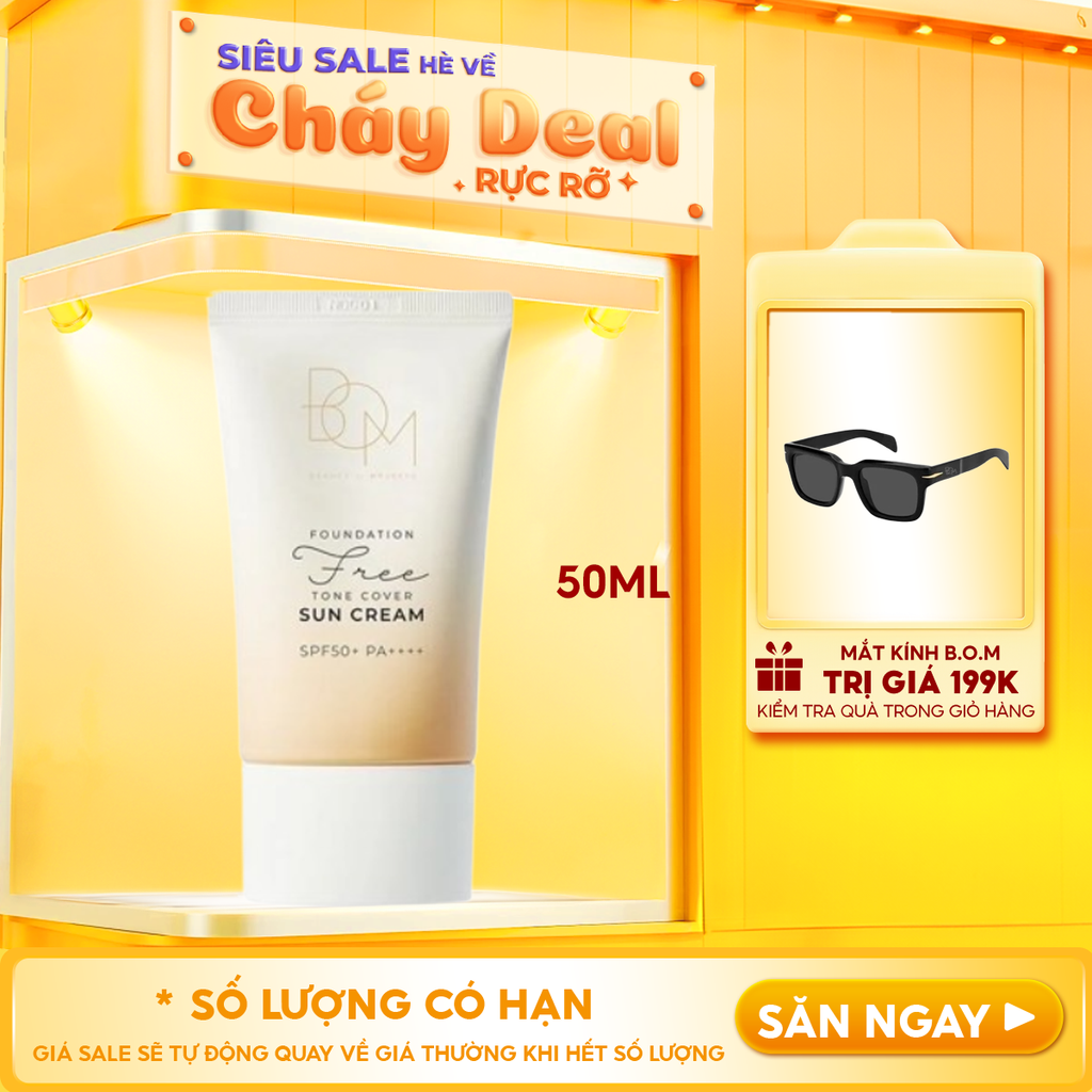 Kem Chống Nắng B.O.M Che Khuyết Điểm Foundation Free Tone Cover Sun Cream SPF50+ PA++++ 50g