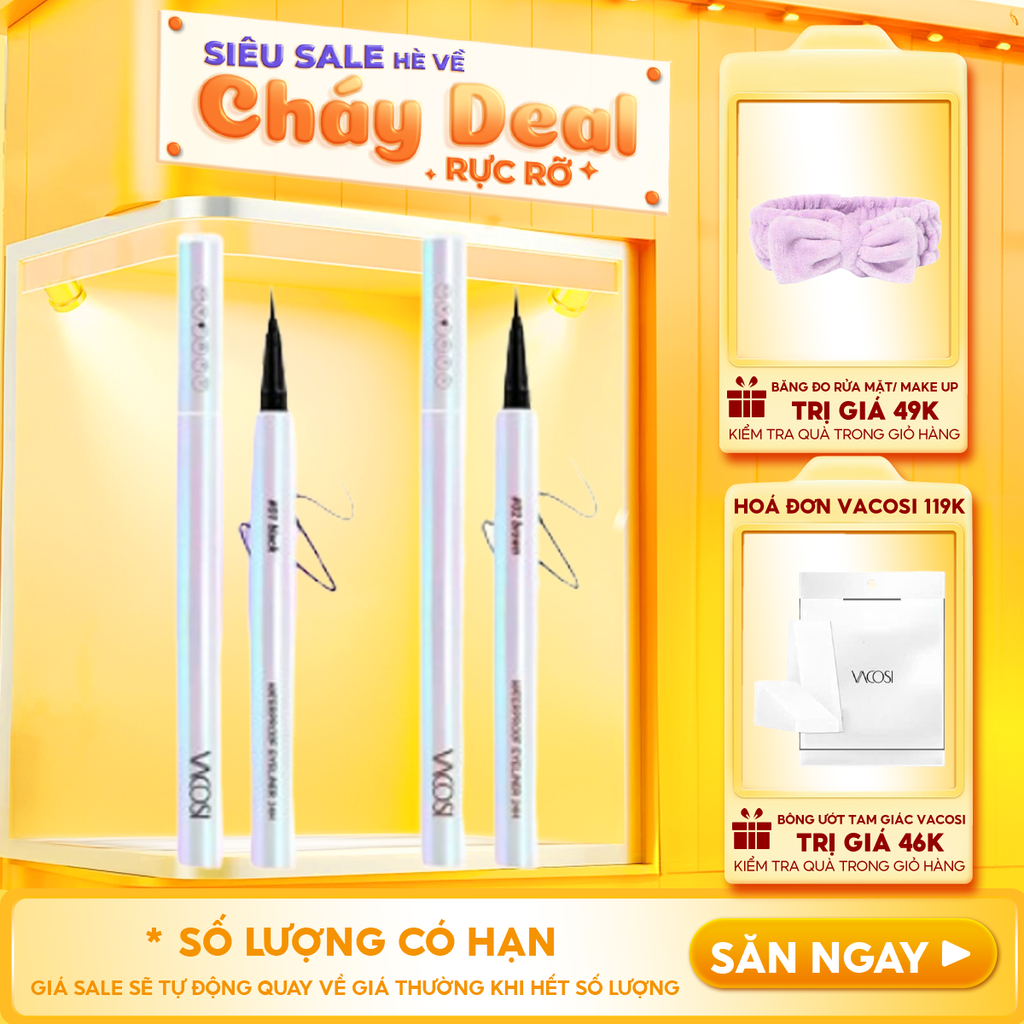 [PHIÊN BẢN NGỌC TRAI] Bút Kẻ Mắt Nước Không Lem Lâu Trôi Vacosi 24H Waterproof Pen - VM25 0.6g