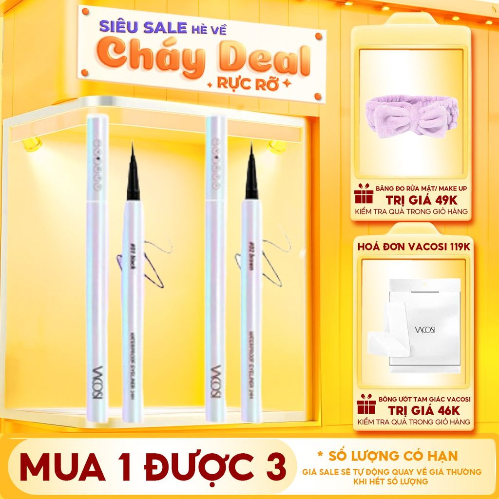[PHIÊN BẢN NGỌC TRAI] Bút Kẻ Mắt Nước Không Lem Lâu Trôi Vacosi 24H Waterproof Pen - VM25 0.6g