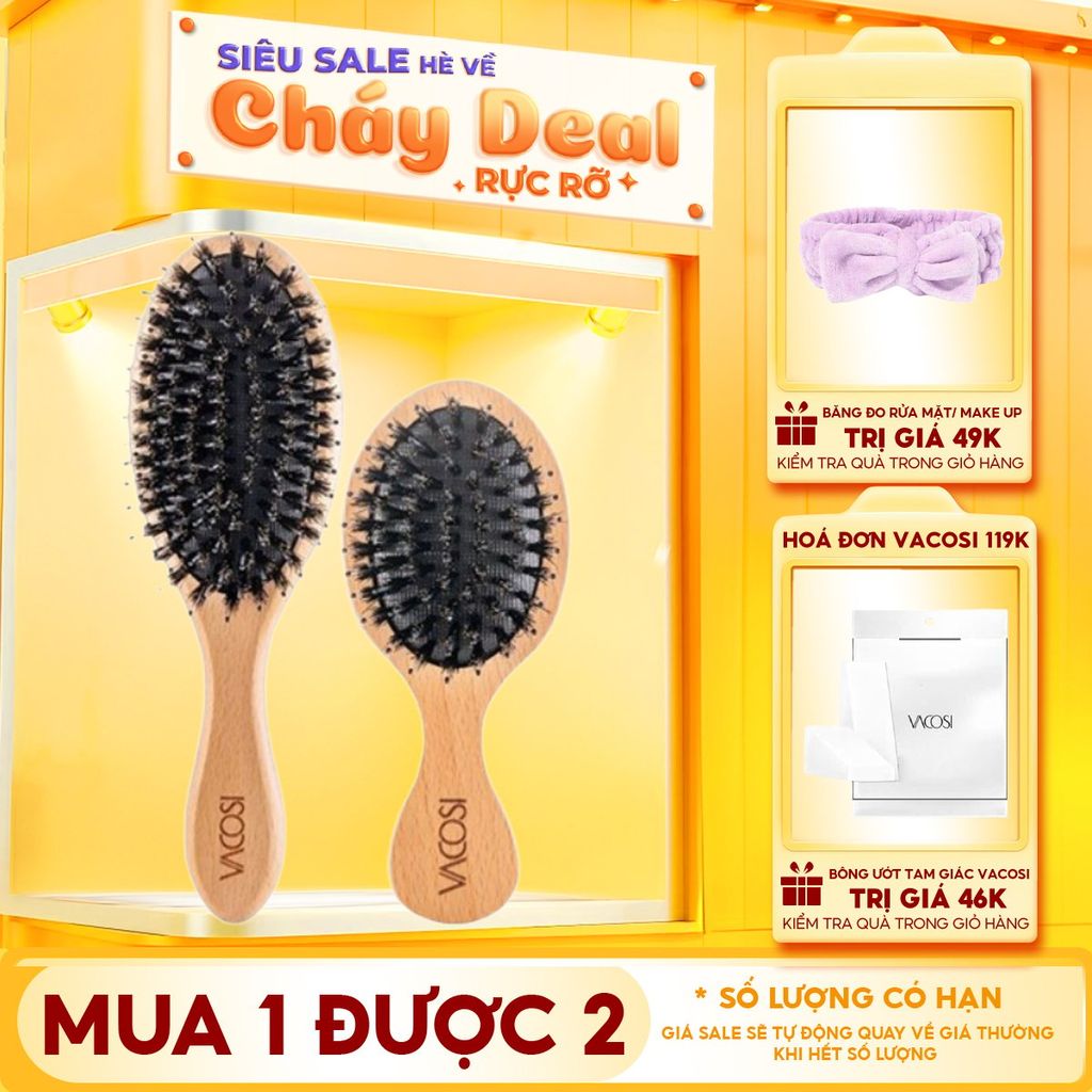 Lược Gỗ Massage Ngăn Tĩnh Điện, Làm Bóng Tóc Vacosi Hairbrush