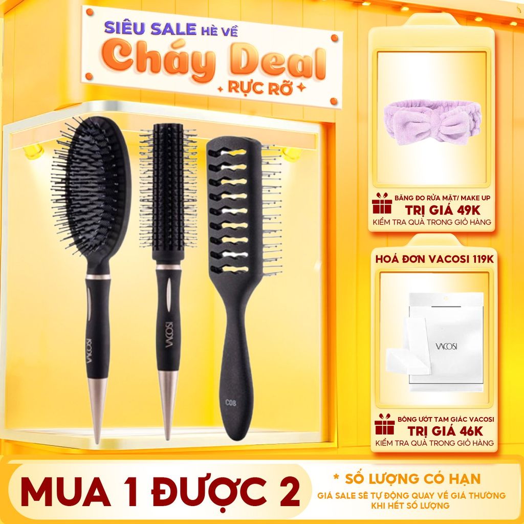 Lược Chải Tóc Gỡ Rối, Tạo Kiểu Và Phồng Tóc Vacosi For All Hair Types Styling Hairbrush