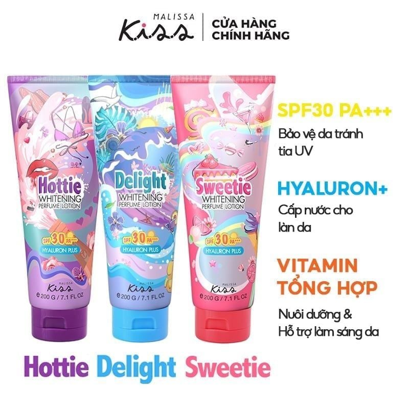 Kem Dưỡng Thể Chống Nắng, Hương Nước Hoa Kiss My Body Bright & Shine Perfume Lotion SPF30 PA+++ 200g