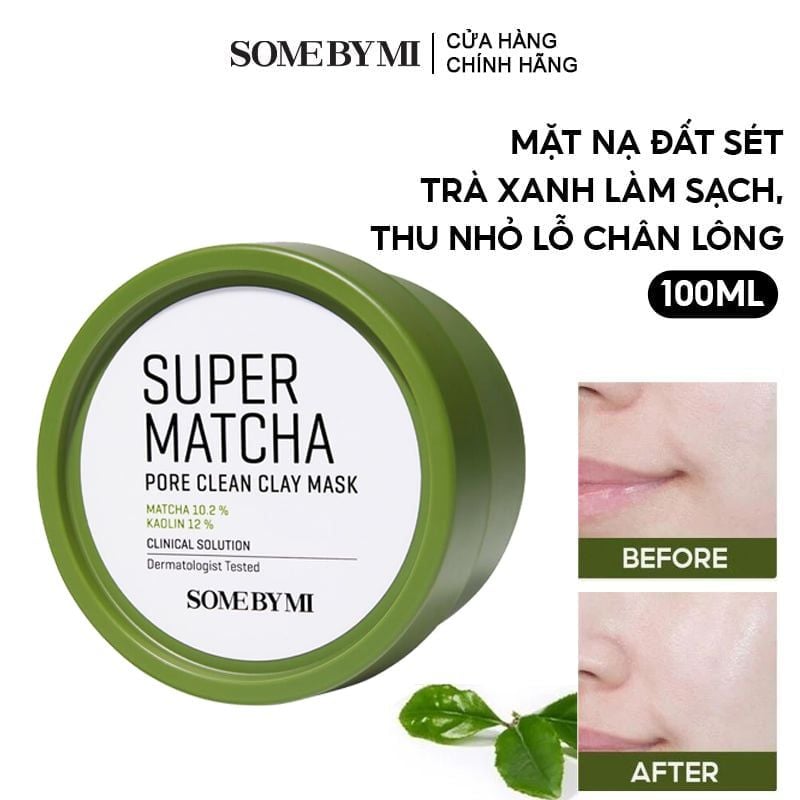 Mặt Nạ Đất Sét Some By Mi Trà Xanh Giúp Làm Sạch, Thu Nhỏ Lỗ Chân Lông Super Matcha Pore Clean Clay Mask 100g