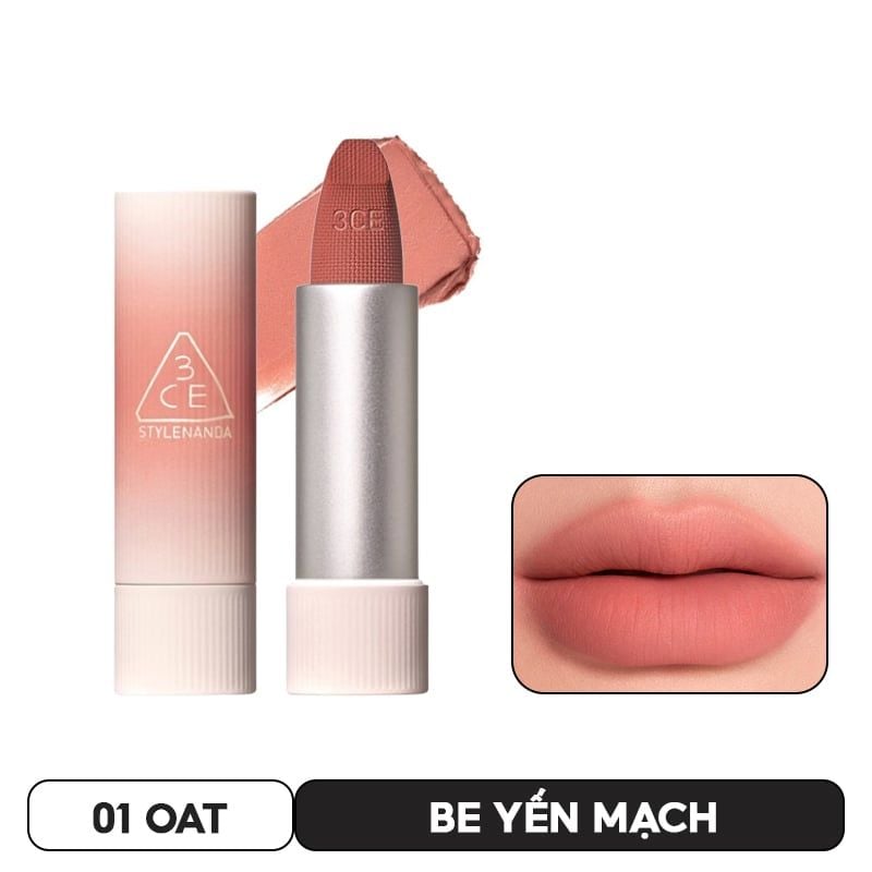 Son Thỏi Mịn Lì, Mềm Môi 3CE Cashmere Hug Lipstick 3.5g