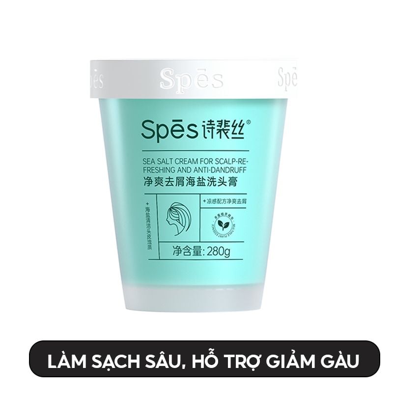 Dầu Gội Tẩy Tế Bào Chết SPES Muối Biển Làm Sạch Sâu, Hỗ trợ Giảm Gàu, Tóc Bồng Bềnh Sea Salt Cream For Scalp 280g