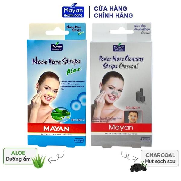  [Hộp 4 Miếng] Miếng Dán Lột Mụn Mayan Giảm Mụn Đầu Đen, Mụn Cám, Thu Nhỏ Lỗ Chân Lông Nose Strips 