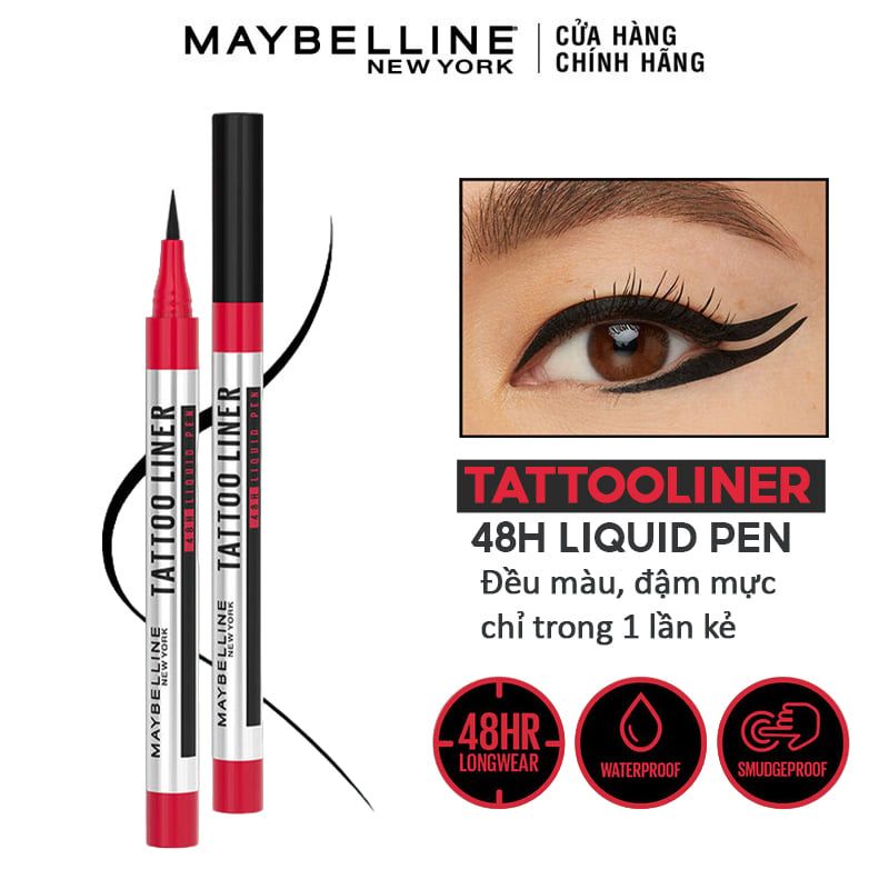 Bút Kẻ Mắt Nước Đậm Màu Không Lem Trôi Maybelline Tattoo Liner 48H Liquid Pen 1g