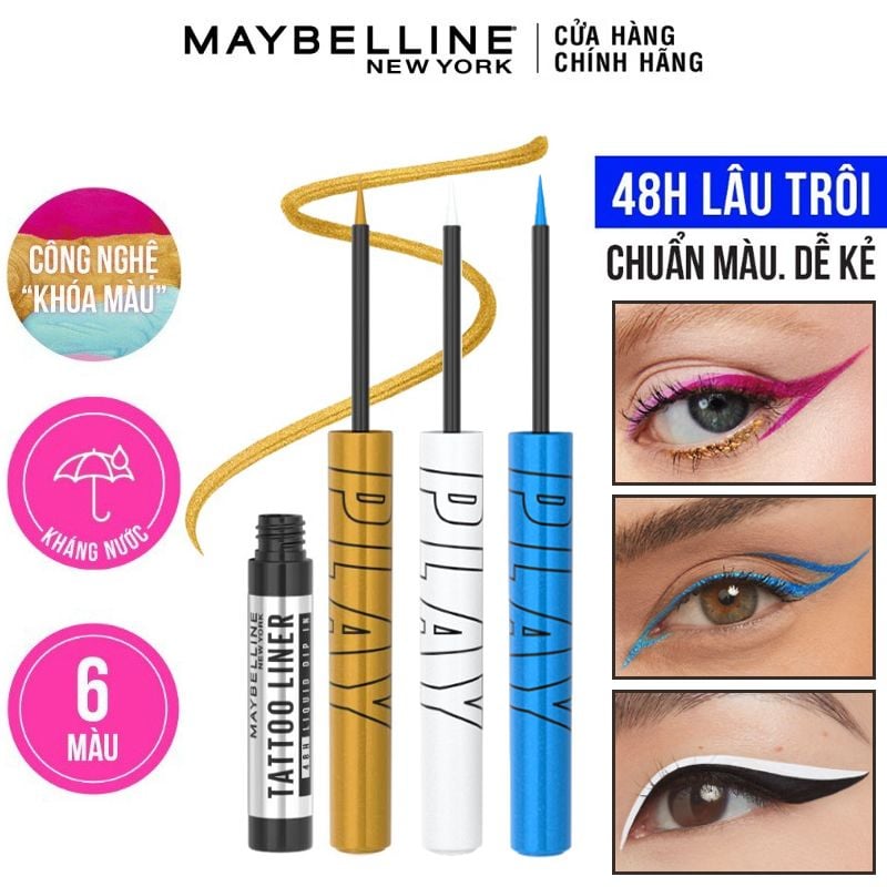 Kẻ Mắt Nước 6 Màu Bền Màu Lâu Trôi Maybelline Tattoo Liner Play 2.1ml