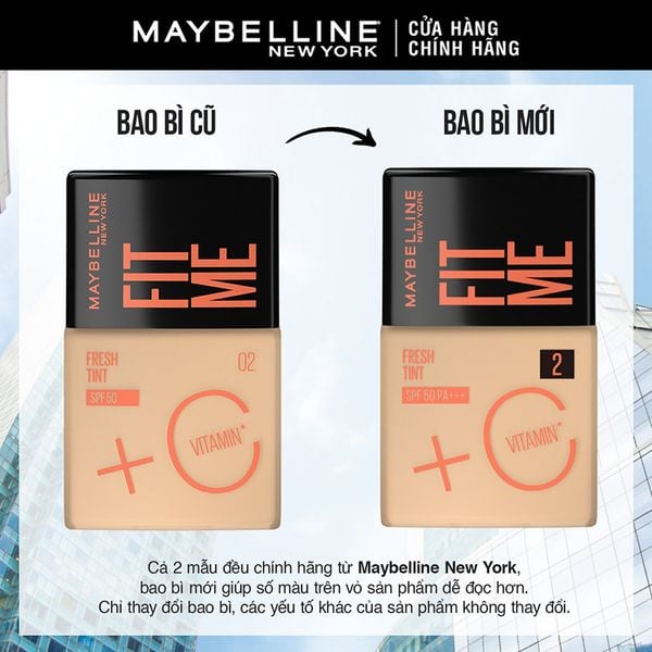  Kem Nền Tươi Mướt, Chống Nắng Bảo Vệ Da Maybelline New York Fit Me Fresh Tint SPF50/PA+++ 30ml 