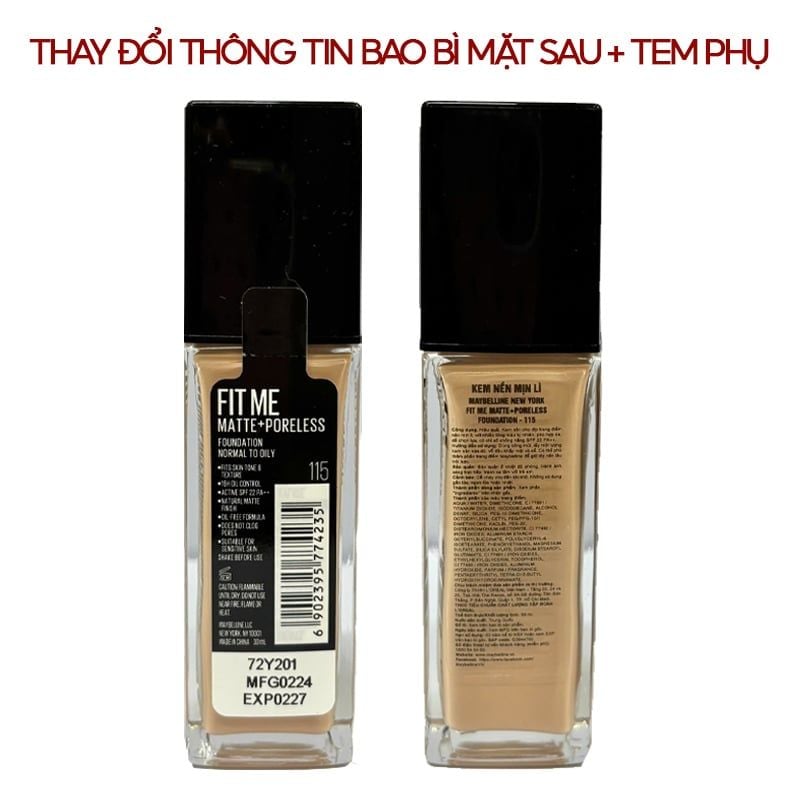 Kem Nền Maybelline Kiềm Dầu, Cho Lớp Nền Mịn Lì Tự Nhiên Fit Me Matte Poreless Foundation 30ml