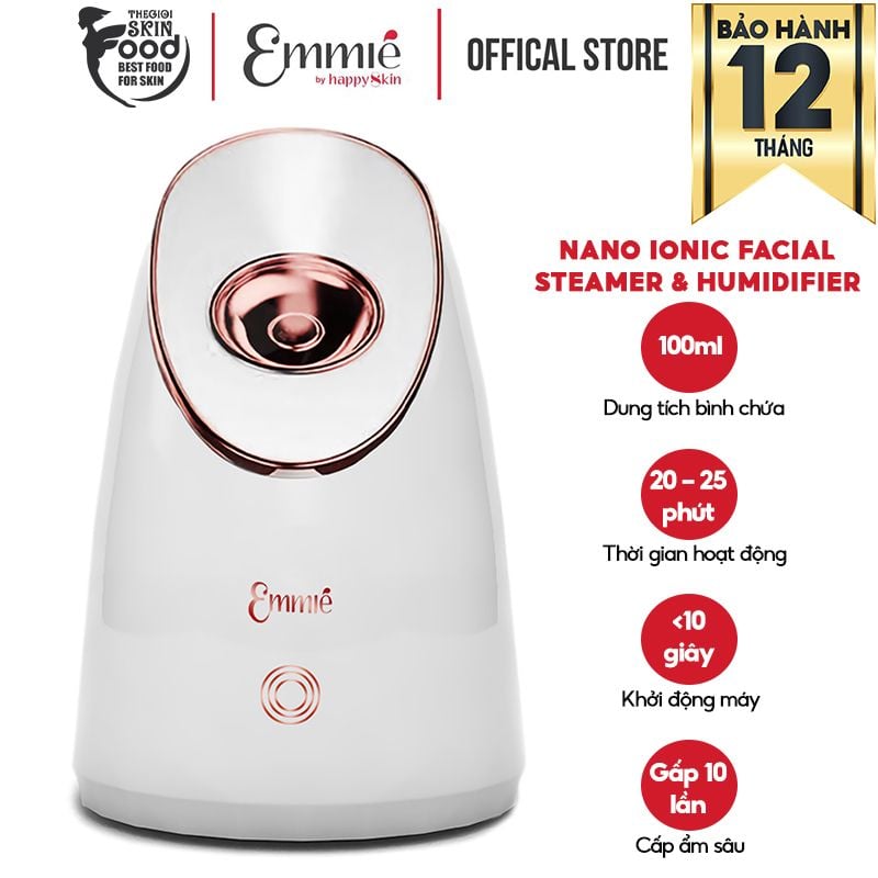 Máy Xông Mặt Cấp Ẩm Sâu Nano Ion Emmié By HappySkin Nano Ionic Facial Steamer & Humidifier