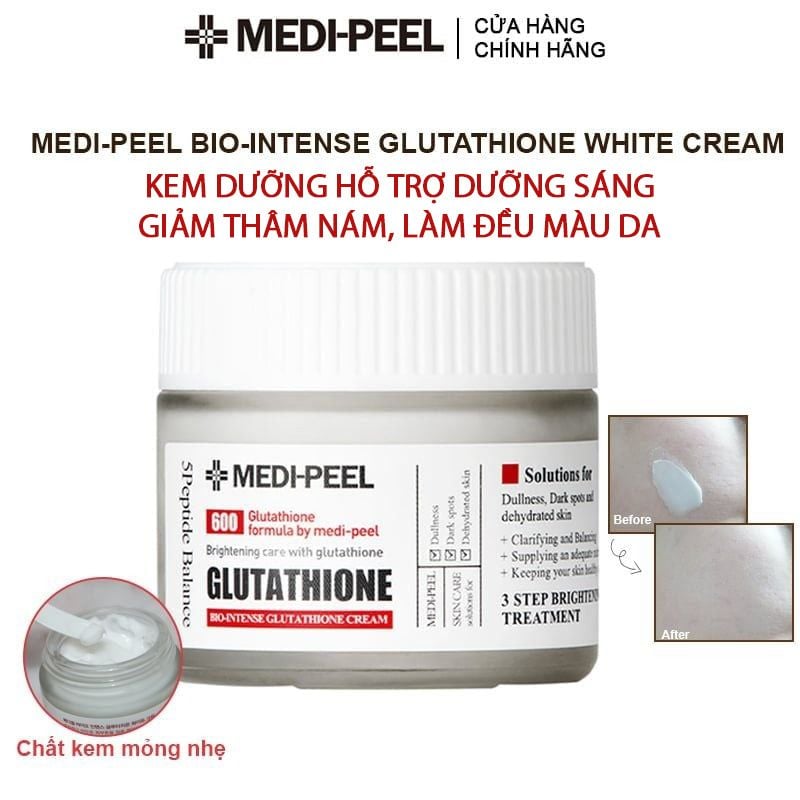 Kem Dưỡng Medi-Peel Hỗ Trợ Dưỡng Trắng, Giảm Thâm Nám, Làm Đều Màu Da Bio-Intense Glutathione White Cream 50g