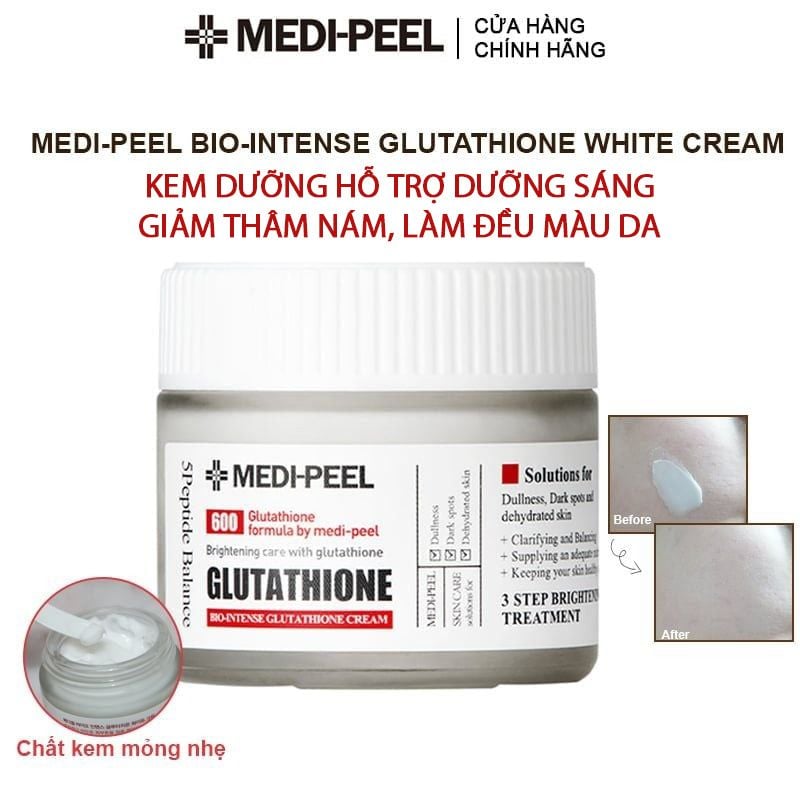 Kem Dưỡng Hỗ Trợ Dưỡng Trắng, Giảm Thâm Nám, Làm Đều Màu Da Medi-Peel Bio-Intense Glutathione White Cream 50g