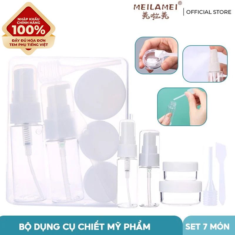 [NHẬP KHẨU][Set 7 Món] Bộ Dụng Cụ Chiết Mỹ Phẩm Tiện Lợi Meilamei MLM-L500