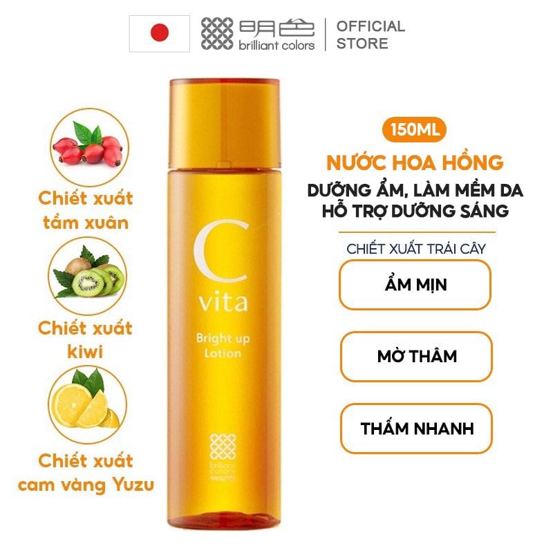 Nước Hoa Hồng Meishoku Dưỡng Ẩm, Hỗ Trợ Làm Sáng Da Chiết Xuất Trái Cây C Vita Bright Up Lotion 150ml