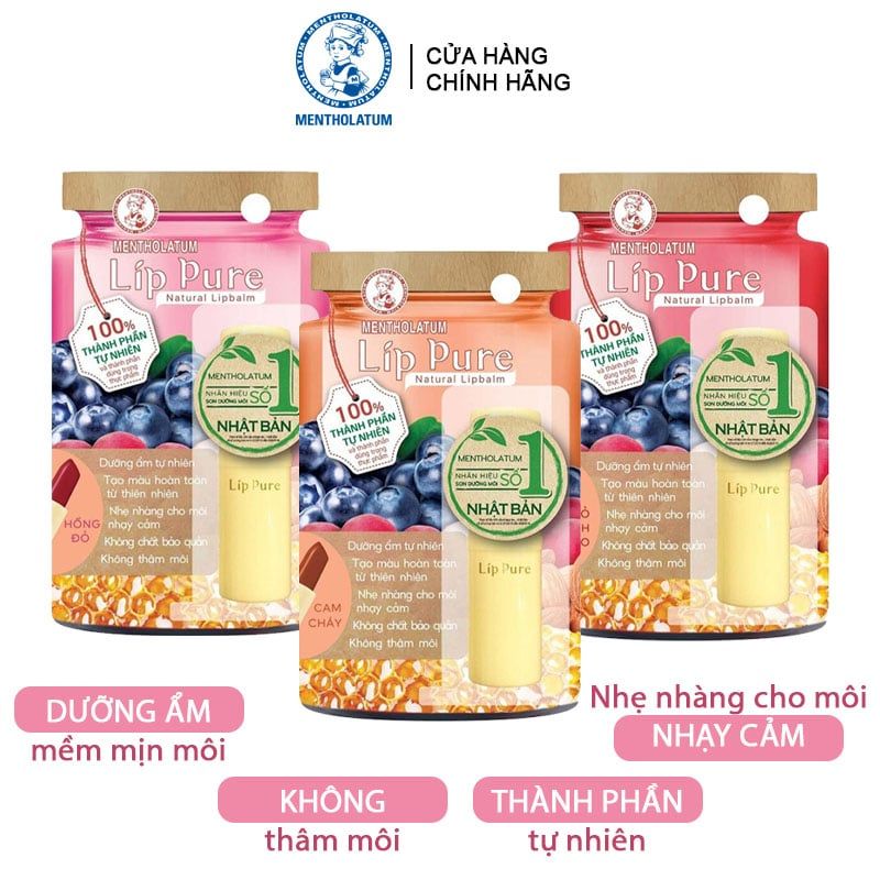 Son Dưỡng Có Màu Dưỡng Ẩm Cho Môi Mentholatum Lip Pure 3.8g