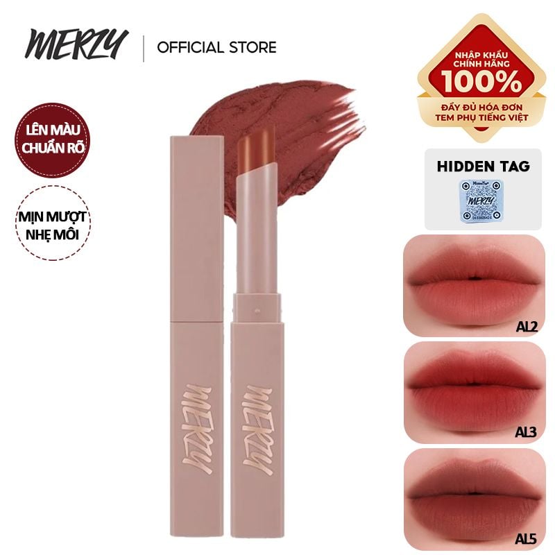 [Academia Collection] Son Thỏi Lì, Lên Màu Chuẩn, Mịn Mượt Nhẹ Môi Merzy Academia Cotton Lipstick 1.8g