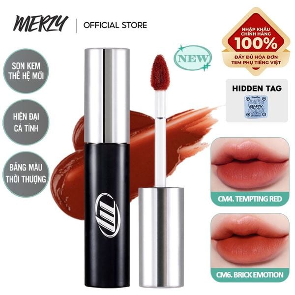  [NEW BY AI] Son Kem Lì Merzy Mịn Mượt Nhẹ Môi, Bền Màu Cyber Mellow Tint 