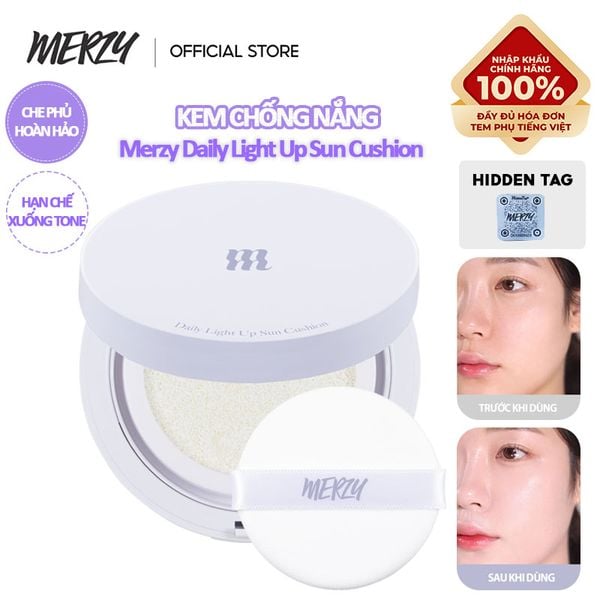  Kem Chống Nắng Dạng Cushion Merzy Nâng Tông Da, Dưỡng Ẩm Daily Light Up Sun Cushion SPF50+ PA++++ 12g 