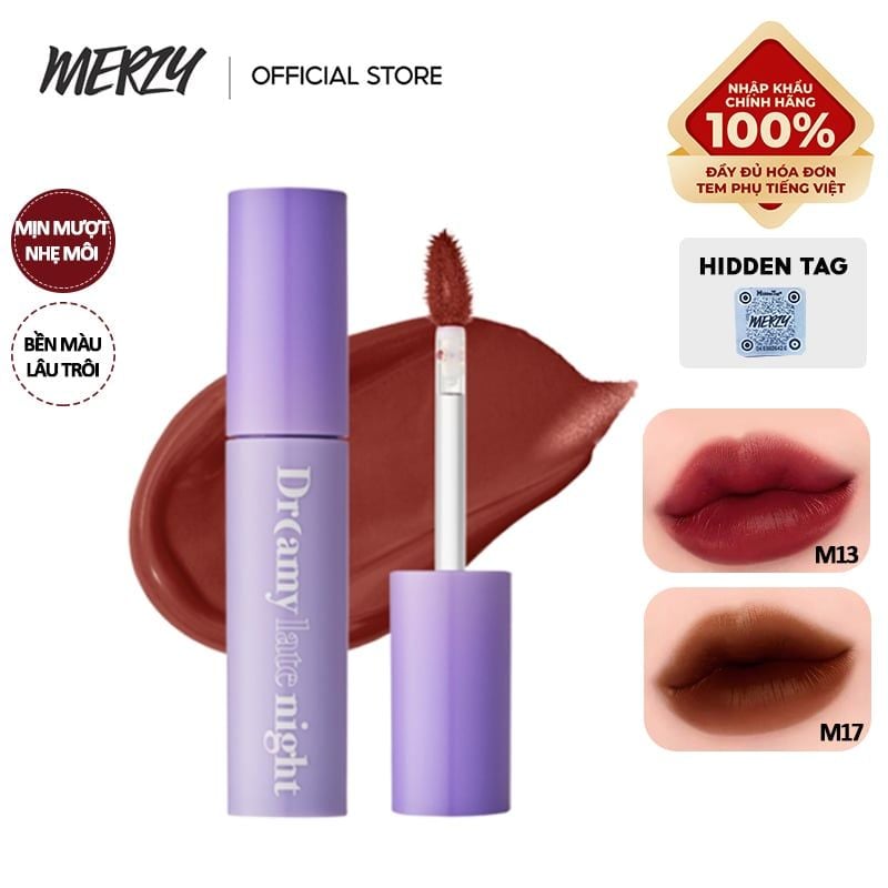 [Màu 9-17] Son Kem Lì, Mịn Mượt Nhẹ Môi Merzy Dreamy Late Night Mellow Tint 4g