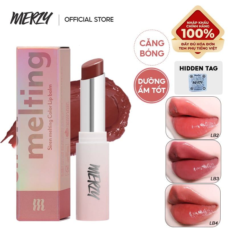 [New][LB1 -LB8] Son Dưỡng Ẩm Có Màu Cho Môi Mềm Mịn, Căng Mọng Merzy Siren Melting Color Lip Balm 3g