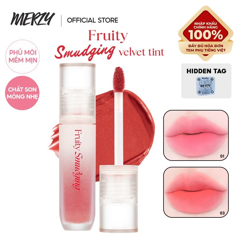 Son Kem Lì Mịn Mượt Merzy Fruity Smudging Velvet Tint 3.5g