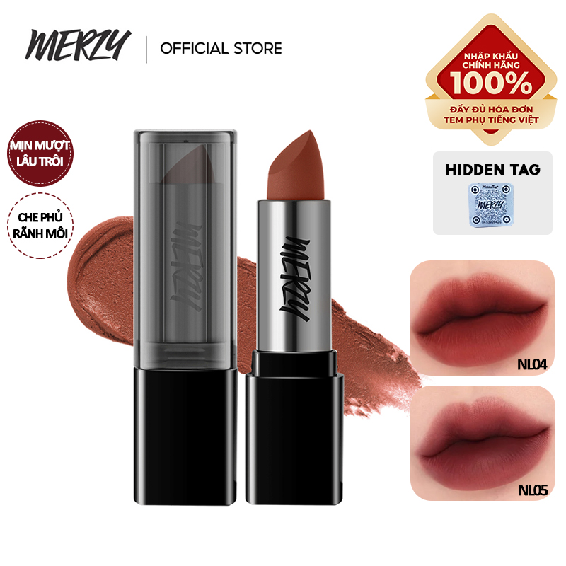 Son Thỏi Lì, Lên Màu Chuẩn, Mịn Mượt Nhẹ Môi Merzy Noir In The Lipstick 3.3g