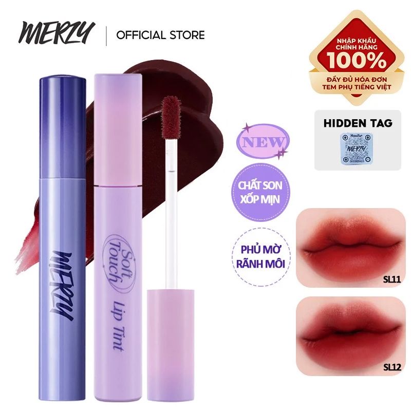 [SL1 - SL12] Son Kem Siêu Lì, Siêu Mịn Môi Merzy Soft Touch Lip Tint 3g