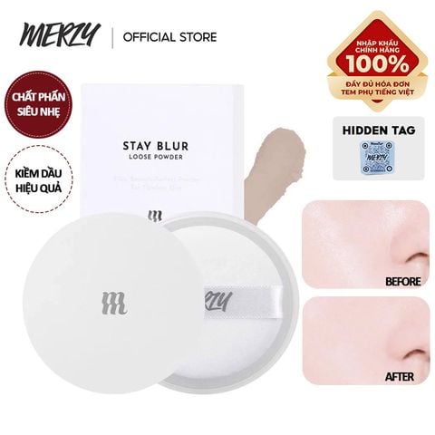 Phấn Phủ Merzy Dạng Bột Hỗ Trợ Kiềm Dầu, Hiệu Ứng Mờ Lì, Cho Lớp Nền Mịn Màng, Lâu Trôi Stay Blur Loose Powder