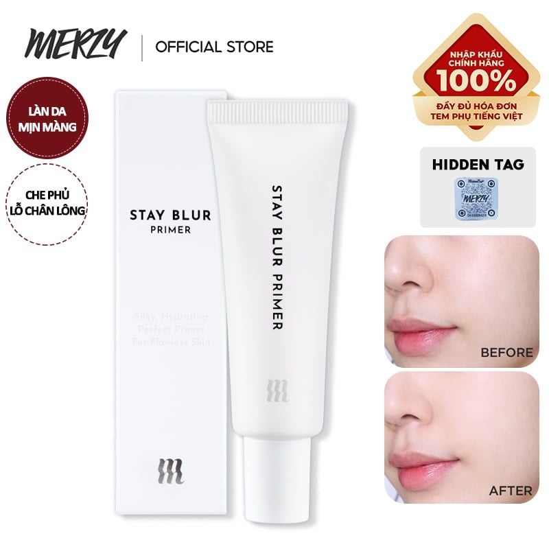 Kem Lót Trang Điểm Che Phủ Lỗ Chân Lông, Làm Mịn Da, Cho Lớp Nền Lâu Trôi Merzy Stay Blur Primer 25ml