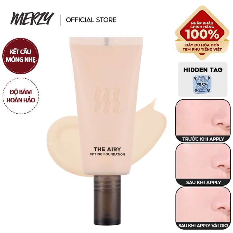 Kem Nền Kiềm Dầu, Lâu Trôi, Che Khuyết Điểm Merzy The Airy Fitting Foundation 30ml