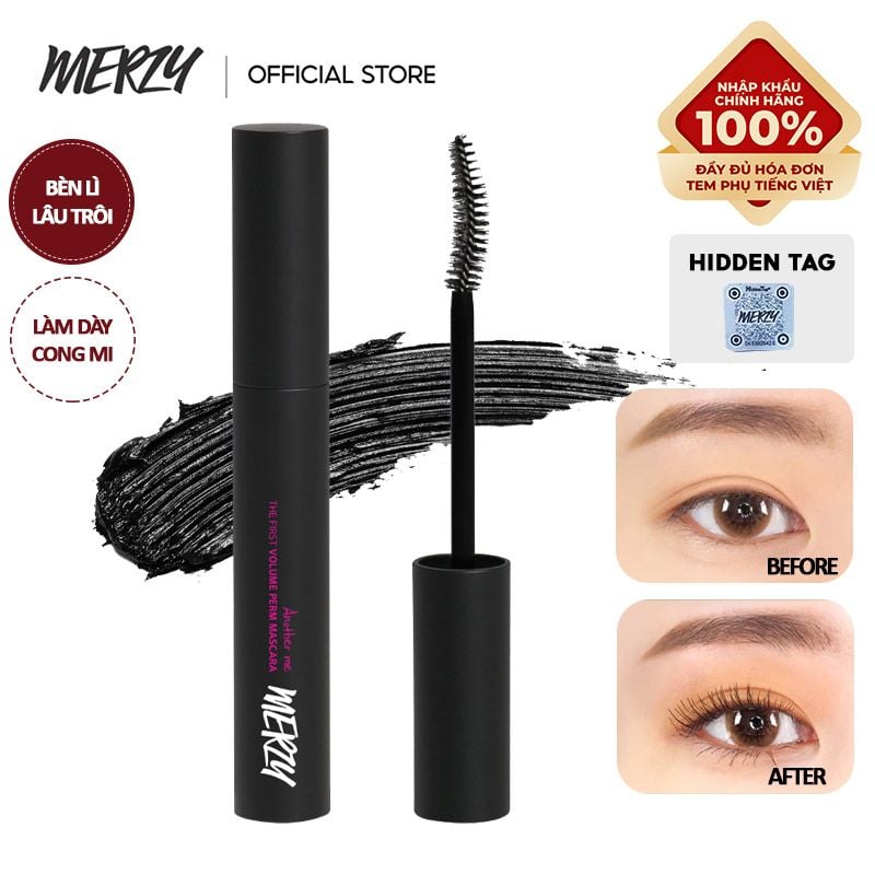 Mascara Làm Dày Mi, Chống Trôi, Không Lem Suốt Ngày Dài Merzy The First Mascara Volume Perm - VM1 Black 8ml