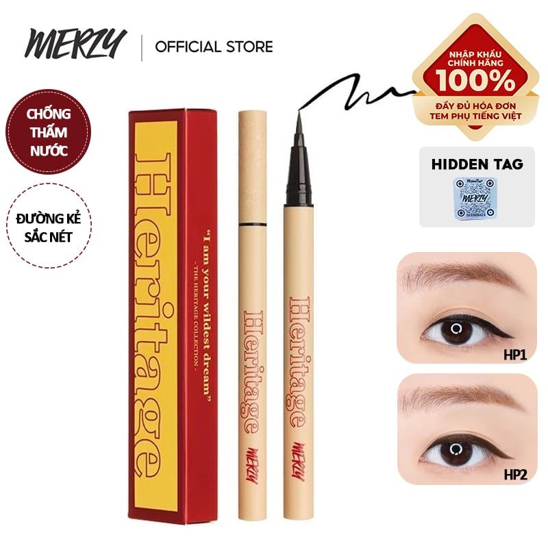 Bút Kẻ Mắt Nước Merzy Chống Trôi Hiệu Quả Cho Đôi Mắt Sắc Nét The Heritage Pen Eyeliner - Màu HP2 0.5g