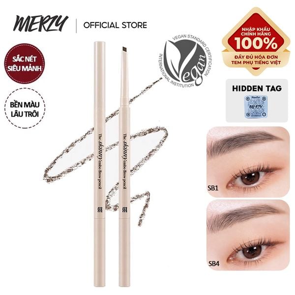  Chì Kẻ Mày Ngang Merzy Siêu Mảnh, Sắc Nét, Thuần Chay Lâu Trôi The Skinny Embo Brow Pencil 0.07g 