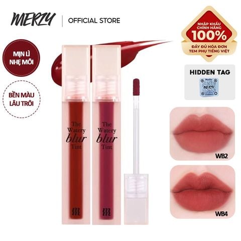 Son Kem Lì Lên Màu Chuẩn, Mịn Mượt Nhẹ Môi Merzy The Watery Blur Tint 4ml