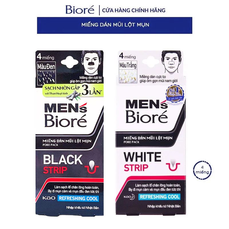 [Hộp 4 Miếng] Miếng Dán Mũi Lột Mụn Men's Bioré