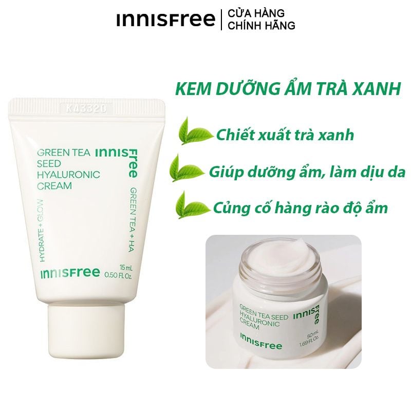 Kem Dưỡng Ẩm Innisfree Trà Xanh Green Tea Seed Hyaluronic Cream 15ml