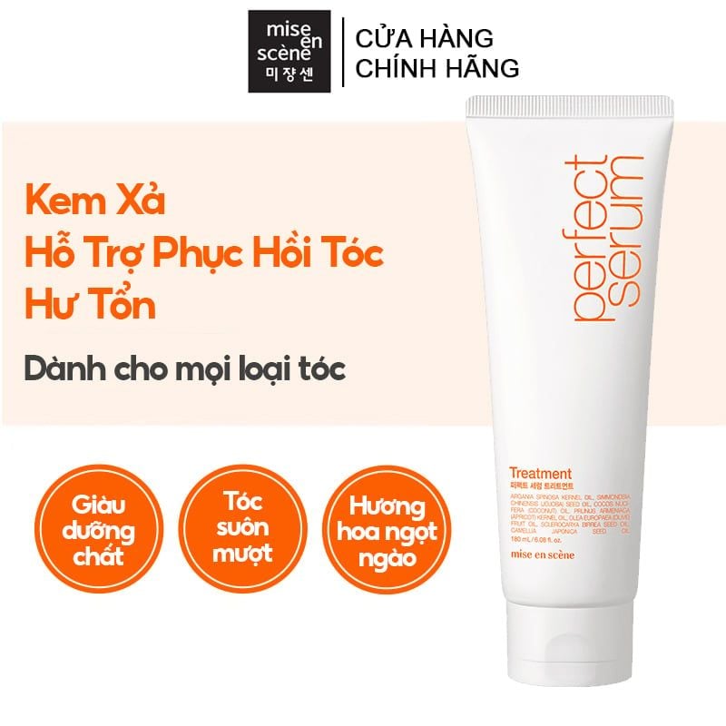 Kem Xả Mise en Scene Hỗ Trợ Phục Hồi Tóc Hư Tổn Perfect Serum Treatment 180ml