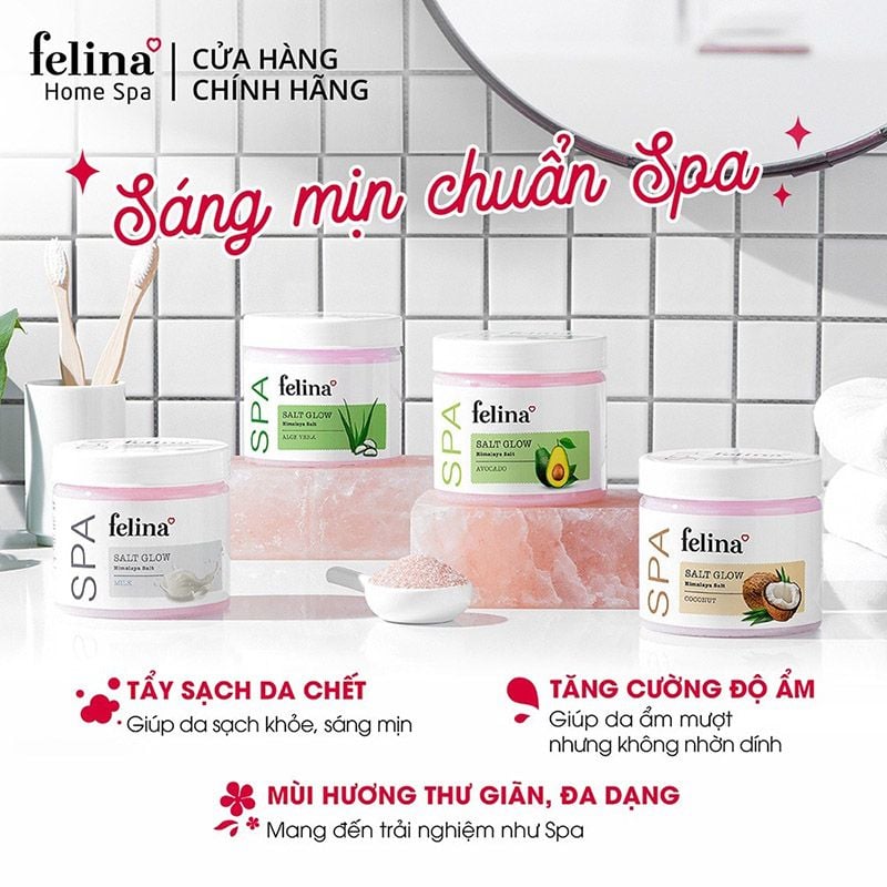 Muối Tắm Tẩy Tế Bào Chết Cơ Thể Felina Làm Sáng Da Salt Glow 500g